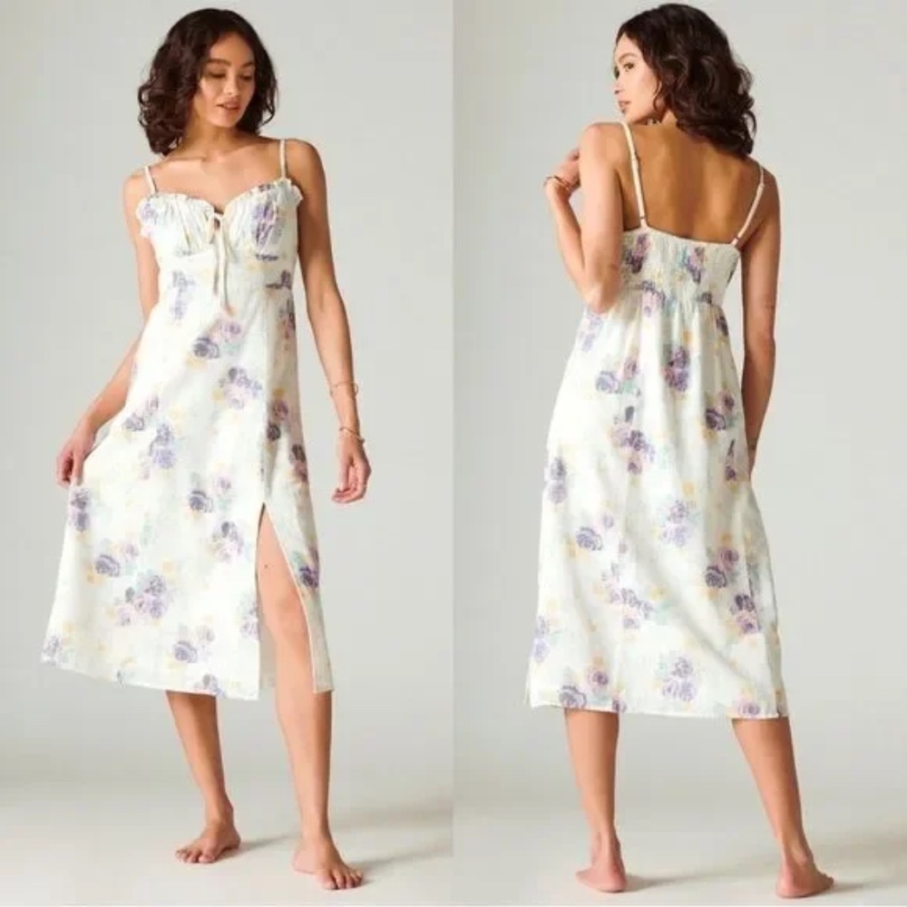 Lucky Brand Laura Ashley white floral midi dress Size Medium - Picture 14 of 14
